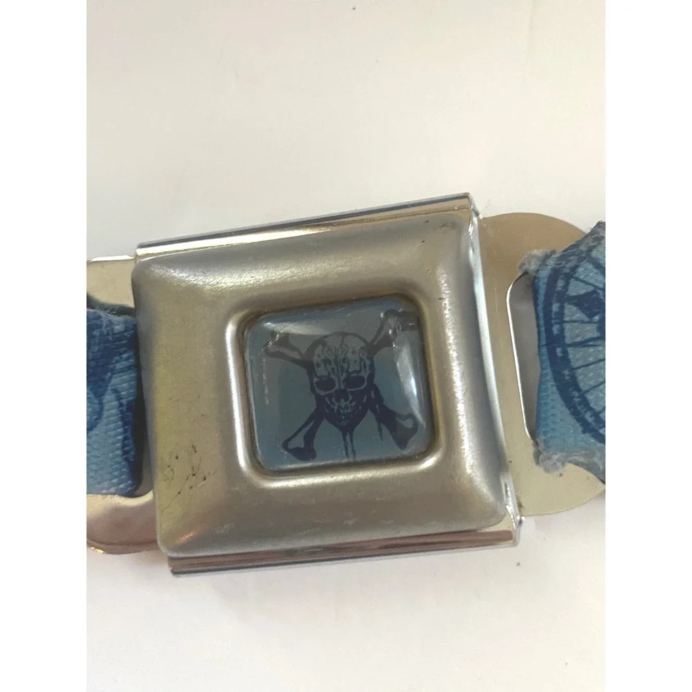 Buckle-Down Mens Blue Skull Compass Seatbelt Buckle Belt Adjustable SZ XL